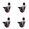 Service Caster 3'' Red Poly Swivel 1-7/8'' Expanding Stem Caster Set with Brake, 4PK SCC-EX20S314-PPUB-RED-PLB-178-4 - alternate 1